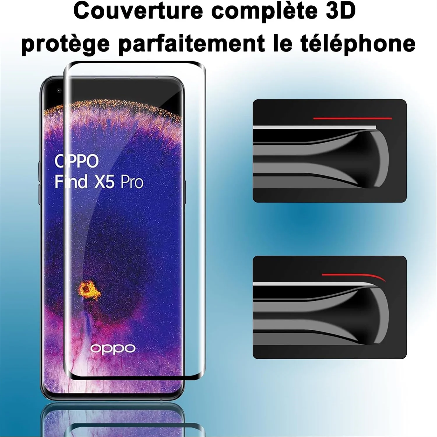 Для OPPO Find X5 Pro 9H изогнутая четырехсторонняя клейкая защита для экрана 2/4 шт HD