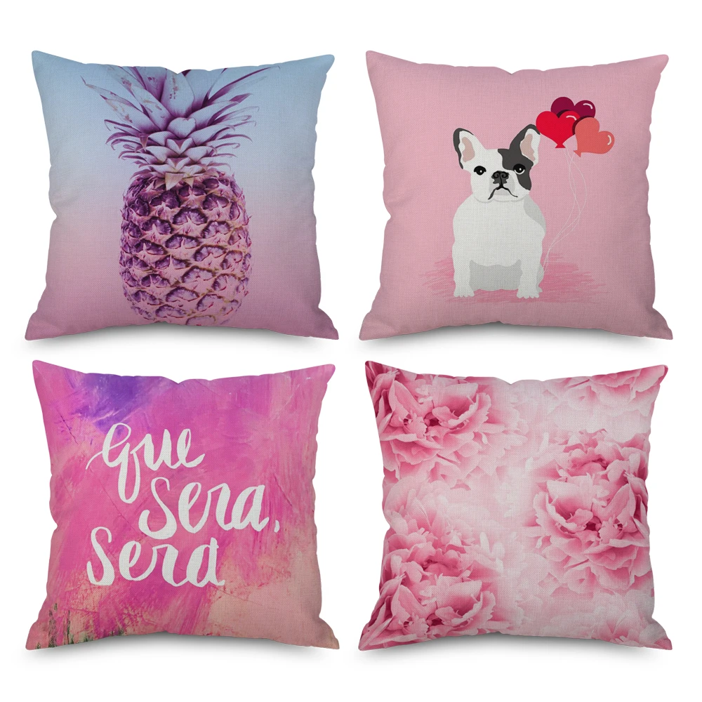 

Pink Simple ins Pineapple Flamingo Pillow Case Car Sofa Bedroom Seat Cushion Cover Home Decorative Pillowcases