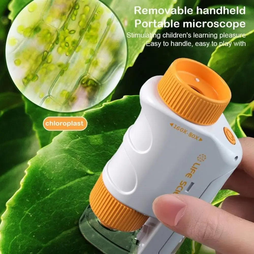Карманный микроскоп из АБС-пластика ручной минископ с увеличением 60x-120x детский