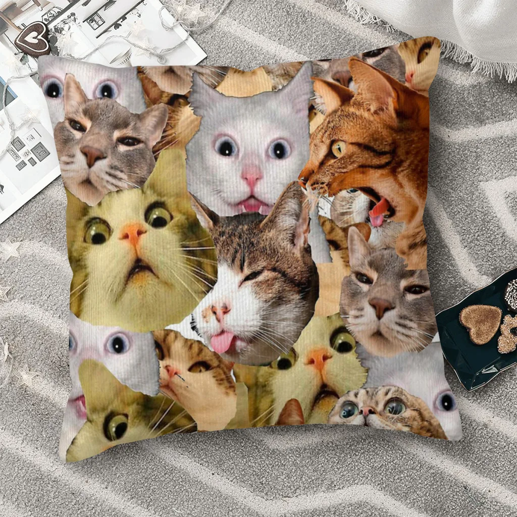 

Cat Cute Kawaii Animal Aniamls Meme Throw Pillow Case Cushion Home Sofa Chair Print Decorative Hug Pillowcase