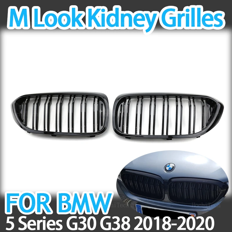 

Car Front Grille Racing Front Sport Grill Gloss Black Double Slat Kidney Grille For BMW 5 Series G30 G38 2016-2019