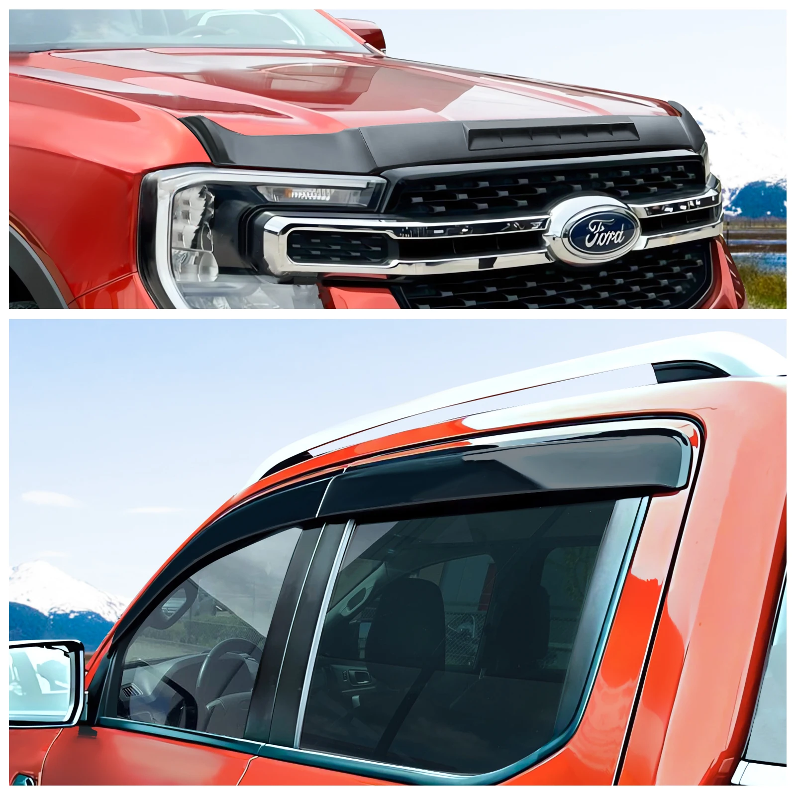 Защита капота + ветрозащитный козырек для Ford Ranger T9 2022 2023 2024 Wildtrak XLT XLS XL Sport Next Gen