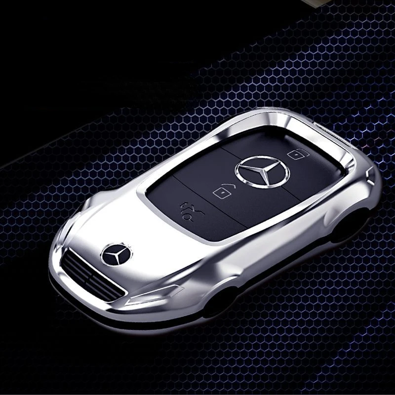 

For Mercedes Benz A C E Class GLC GLA GLB GLS GLE ABS Silver Car Key Case Keyless Cover Key Shell Car Accessories