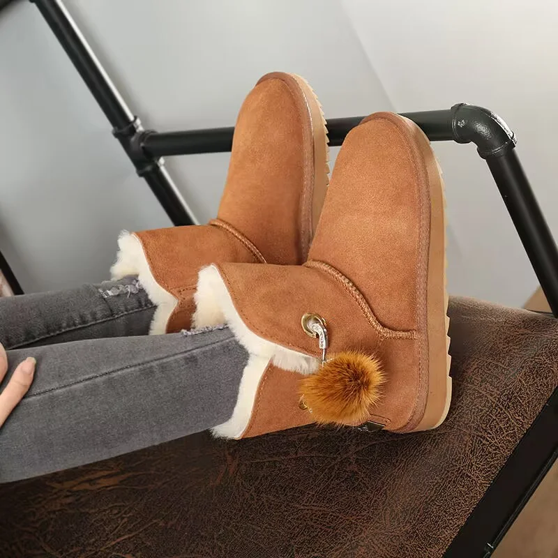 

Classic hand custom velvet casual thick soled waterproof platform fur boots big size women 35-40