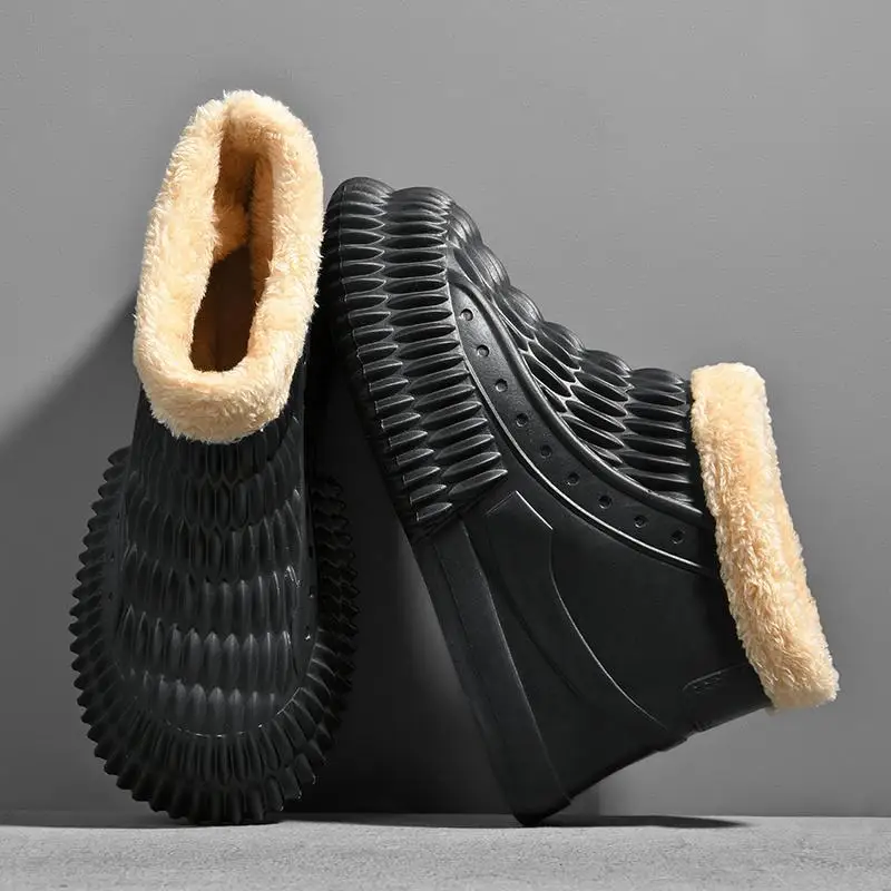 

Platform Snow Boots Men's Winter Fleece-Lined Warm Northeast China Cotton Shoes Men's Fur Integrated High-Top