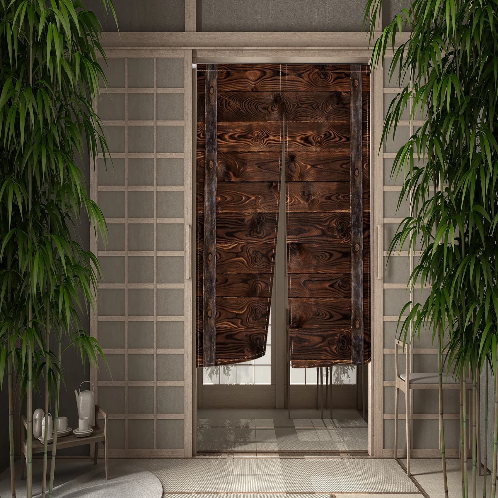 Кирпичная стена деревянная панель японская дверная занавеска Noren деревенская