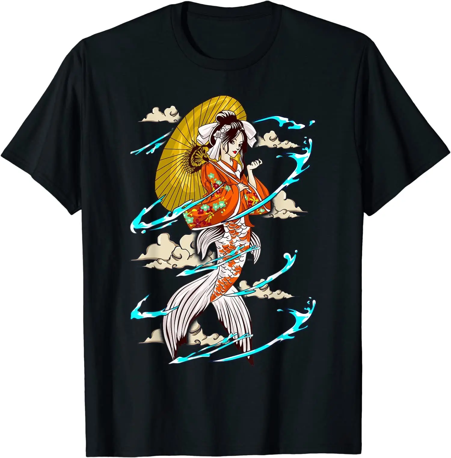 

Koi Fish Lover Asian Japanese Girl O-Neck Cotton T Shirt Men Casual Short Sleeve Tees Tops Harajuku Streetwear