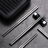 304 stainless steel square chopsticks chinese stylish healthy light weight chinese chopsticks metal non slip design kitchen
