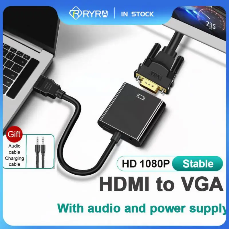 

RYRA 1080P HDMI To VGA Adapter Digital To Analog Converter With Audio Power Cable For Xbox PS4 PC Laptop TVBox Converter Adapter