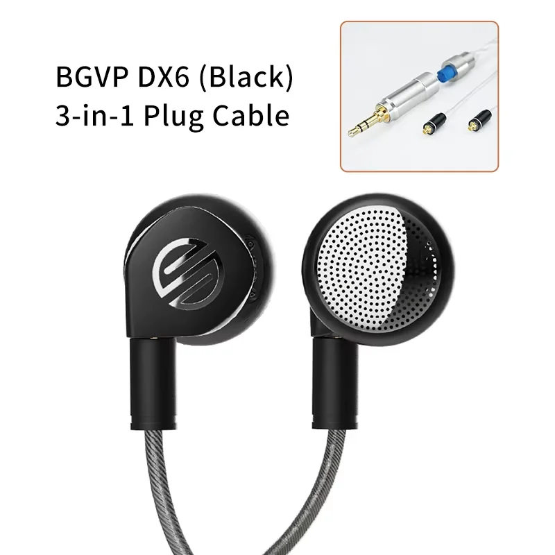 BGVP DX6 Проводные Hi-Fi басовые металлические беруши с плоской головкой 14,2 мм LCP жидкокристаллическая диафрагма 2,53,54,4 мм Сменный штекер с MMCX (art.: 3920cf18c8db8) - 3920cf18c8db8