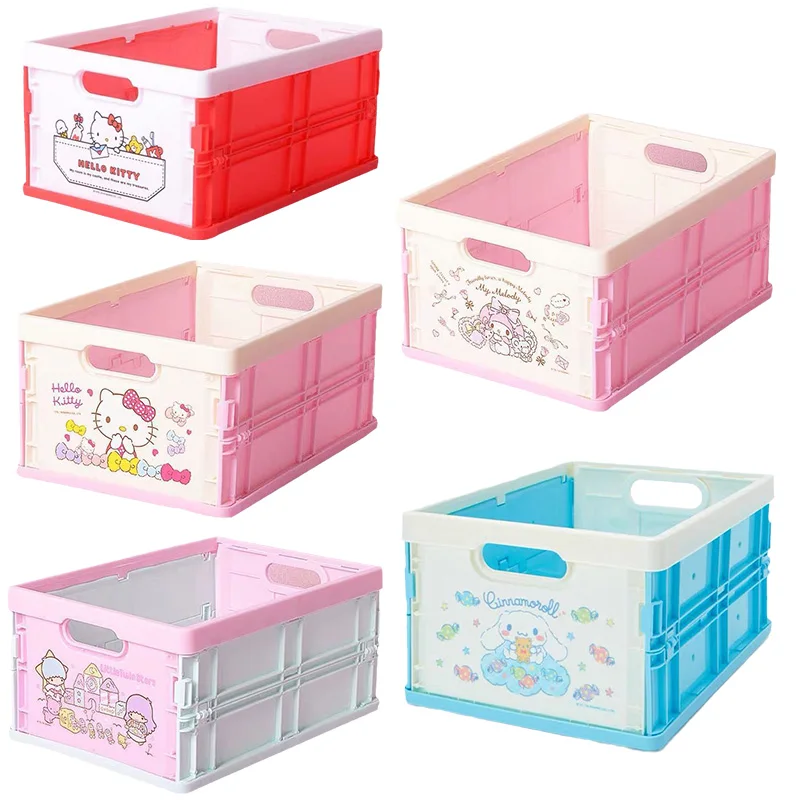 

Sanrioed Anime Kawaii Cinnamoroll MyMelody Kuromi Kitty Cartoon Dustproof Underwear Storage Box Desktop Folding Cosmetic Storage