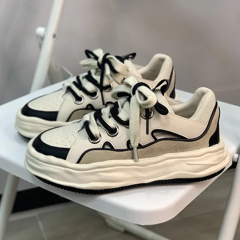 

Women Sneakers Fashion Mesh Chunky Sneakers Breathable Casual Shoes Women Comfortable Thick Sole White Flats Platform Shoes