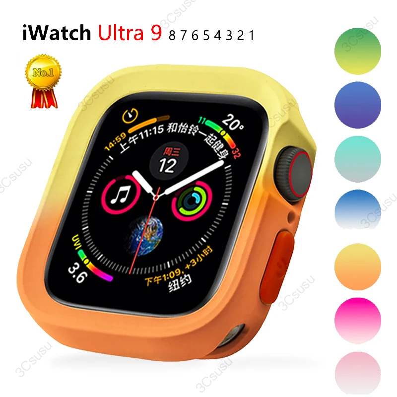 Матовый мягкий чехол для Apple Watch Ultra 2 49 мм бампер защитная рамка защитный 41 45 iWatch