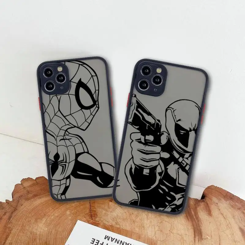 

Marvel SpiderMan Venom Deadpool Captain America Phone Case For iphone 14 13 12 11 Pro Max Mini XS 8 7 Plus X SE 2020 XR Matte