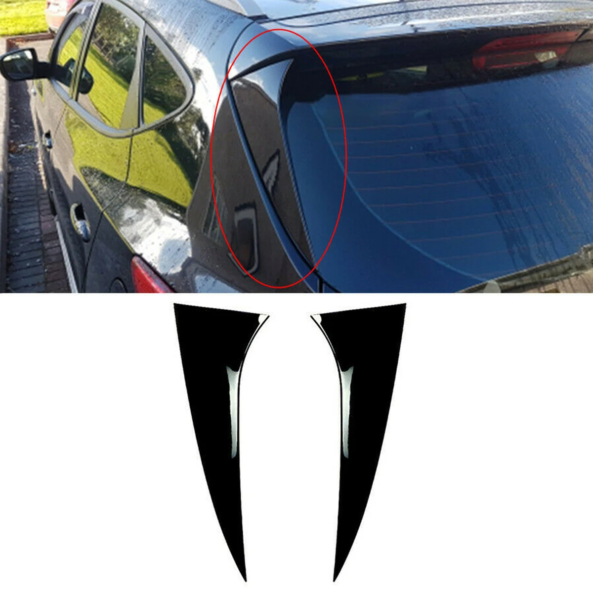 

2PCS Rear Window Side Spoiler Canard Canards Splitter Trim Cover Sticker for Hyundai Tucson IX35 2010-2017 Car Accessories