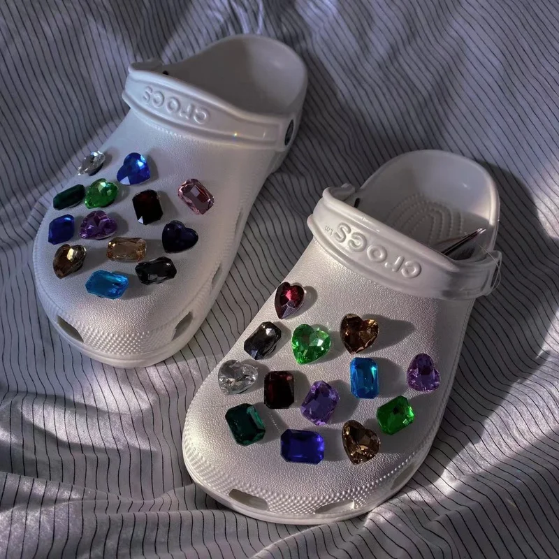 

Luxury Colorful Rhinestone Shoes Charms for Croc Elegant Bundle Clogs Shoe Buckle Fashion DIY Croc Shoe Decorations Quality New