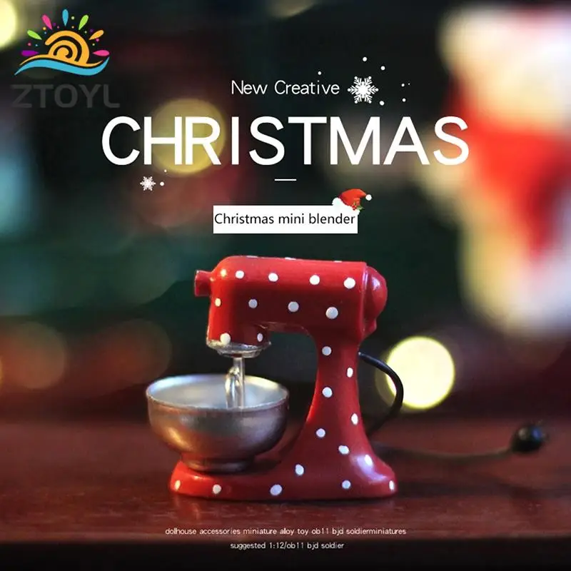 Christmas Red Mixer Blender Model Ornament Kitchen Decor Toy