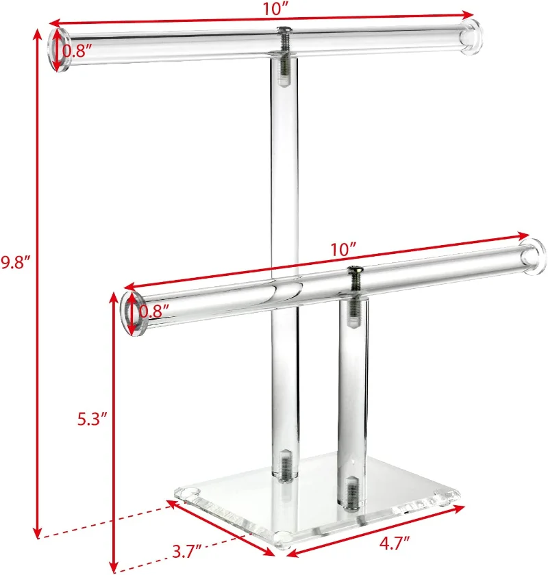 2-storey Acrylic Jewelry Display Stand Bracelet Earring Rack Necklace Frame Transparent Jewelry Display Props Wholesale