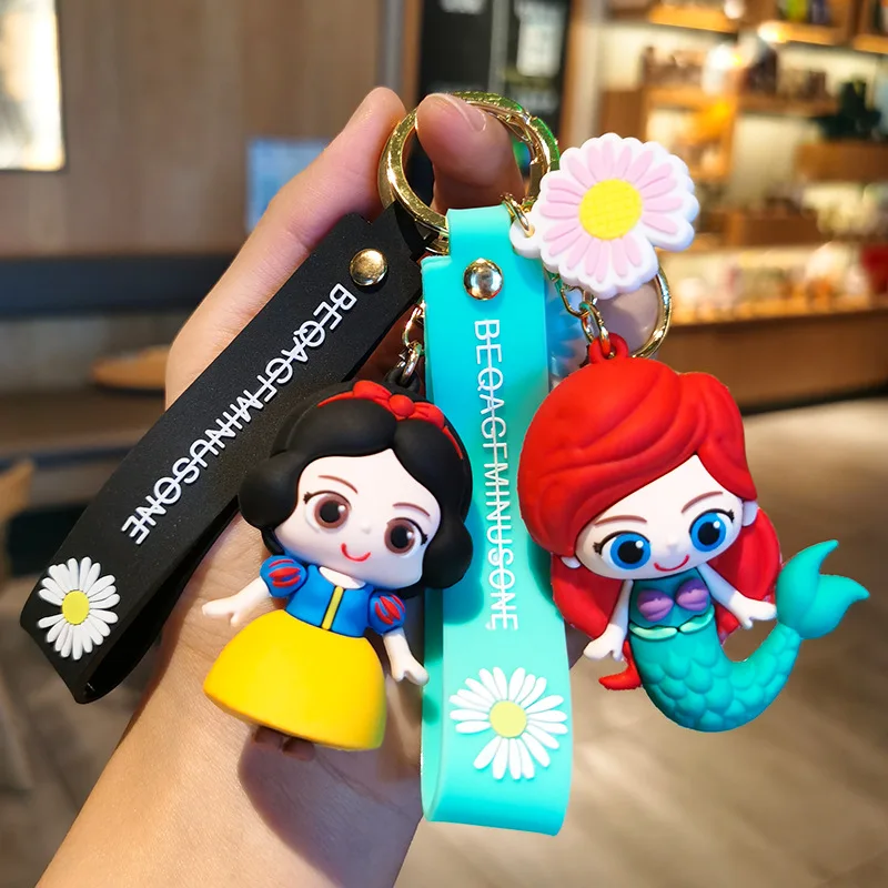 

Disney Cute Cartoon Snow White Mermaid Frozen Princess Keychain Doll Pendant Car Bag Accessories Gift Wholesale