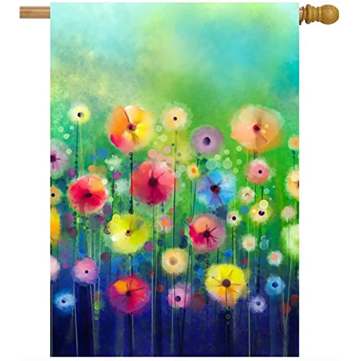 

Watercolor Abstract Spring Summer Seasonal Green Floral Flowers Art House Flag Double Sided Polyester Welcome
