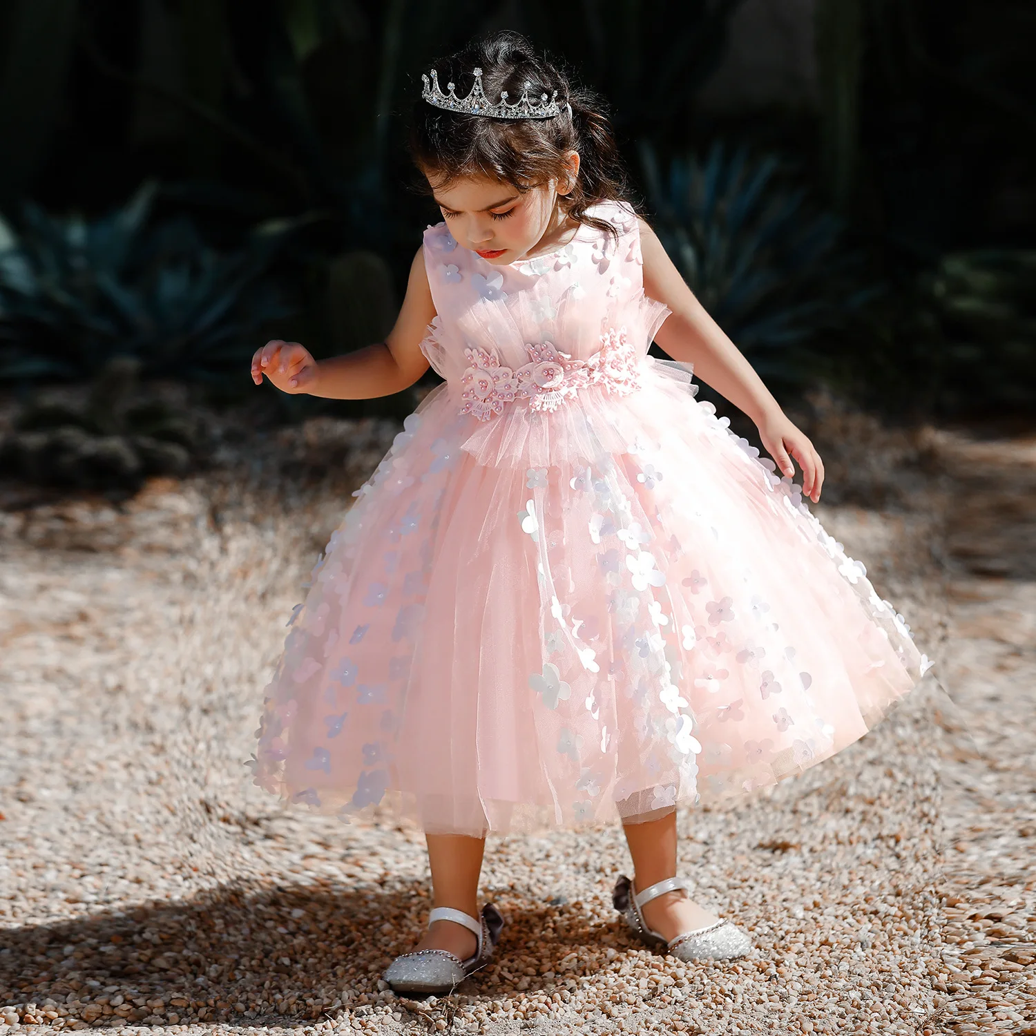 

2022 New fashion and leisure flower dress little girl wedding girl birthday dress party little gauze dress baby princess dress