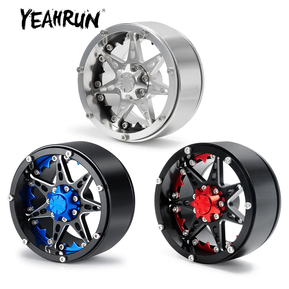 

YEAHRUN 4Pcs CNC Metal Alloy 2.2inch Beadlock Wheel Rims Hubs for Axial SCX10 Wraith TRX-4 TRX-6 1/10 RC Crawler Car Model Parts