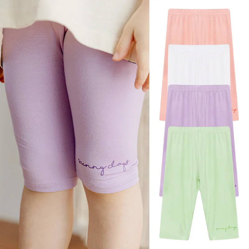 

Обтягивающие шорты для девочек, до колен, летние хлопковые безопасные штаны, детское бесшовное нижнее белье с высокой талией, леггинсы