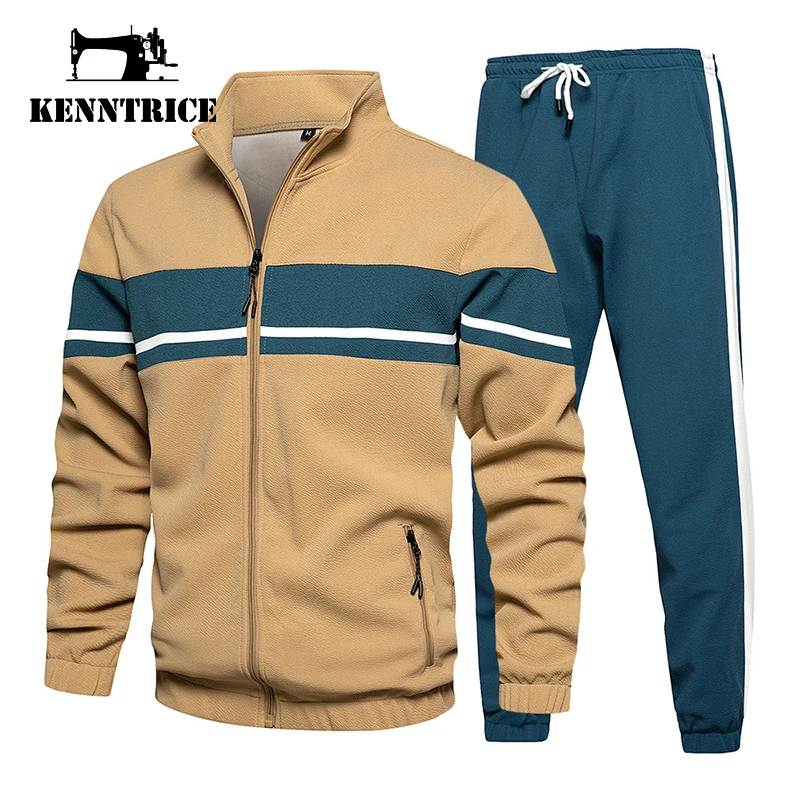 Kenntrice Men's Autumn Tracksuits 2 Pieces Suit Male Sport Sportswear Sets Tracksuit Plus Size Sweatsuit Suits Men Tracksuits