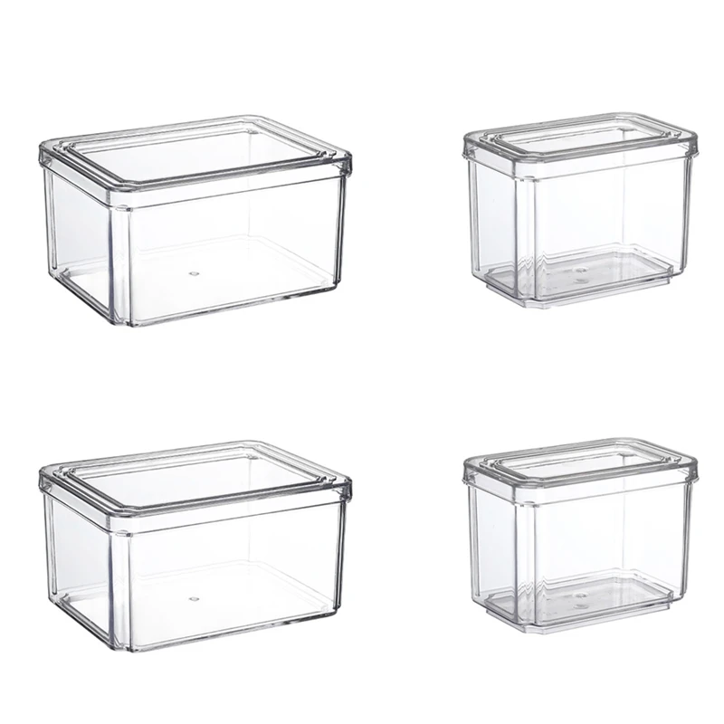

4Pcs Refrigerator Food Storage Containers With Lids Transparent Plastic Seal Tank Separate Vegetable Fruit Fresh Box