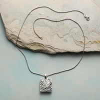 square pendant animal bird tree retro silver color simple mens and womens necklace accessorie vintage unisex jewelry gift
