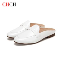 chch sandals women 2022 cowhide outside slippers designer shoes woman flats mules sandale femme luxe silver buckle muller shoes