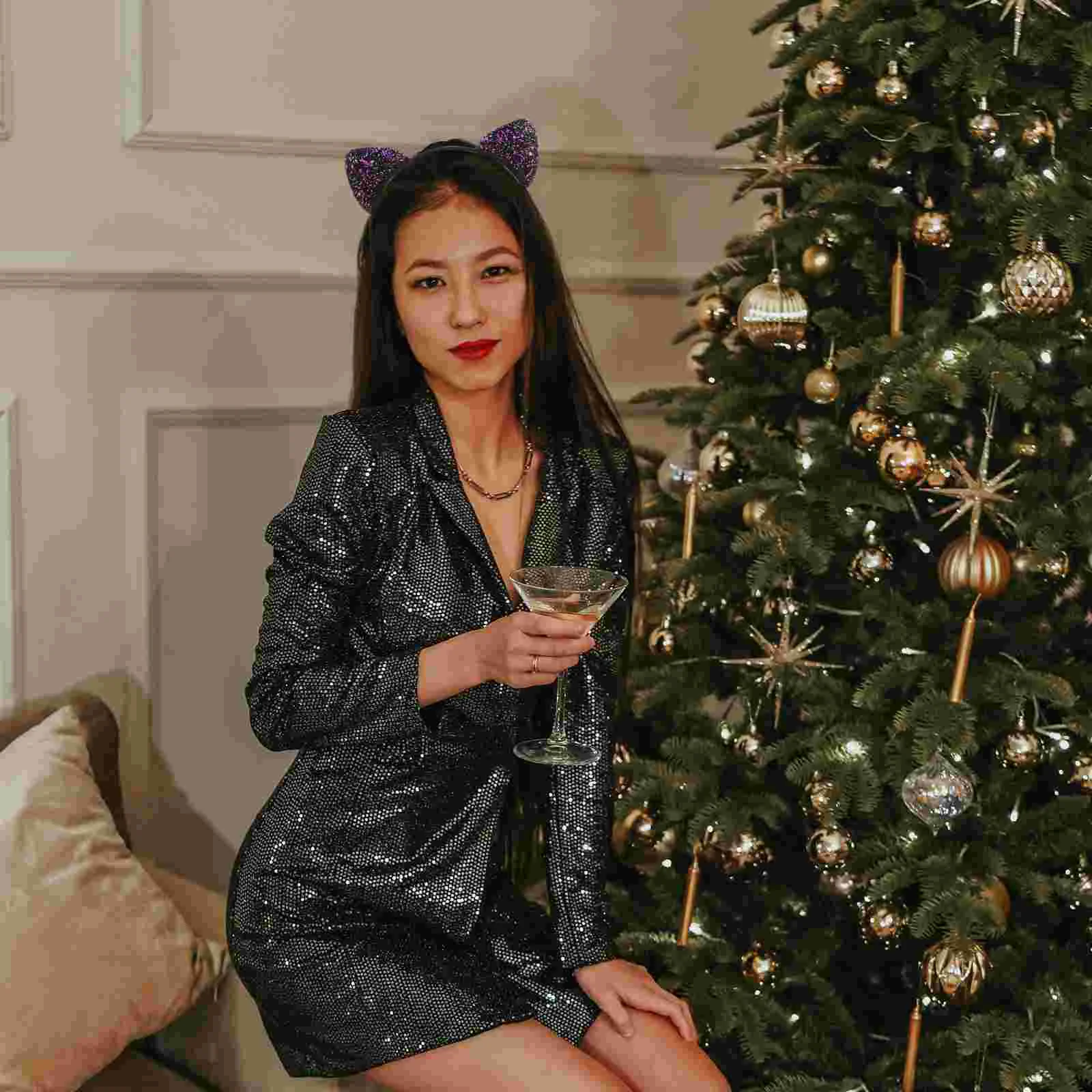 

6 Pcs Girls Hair Accessories For Girls Cat Ears Girl Car Hairband Sequins Accessories Decorative Glitter Fabric