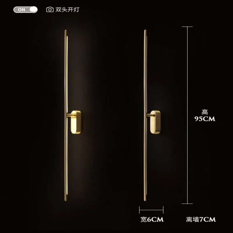 

Nordic Corridor All Copper Simple Line Wall Lamps Post-Modern Bedroom Bedside Wall Decor Led Wall Lights Living Room Stair Lamps