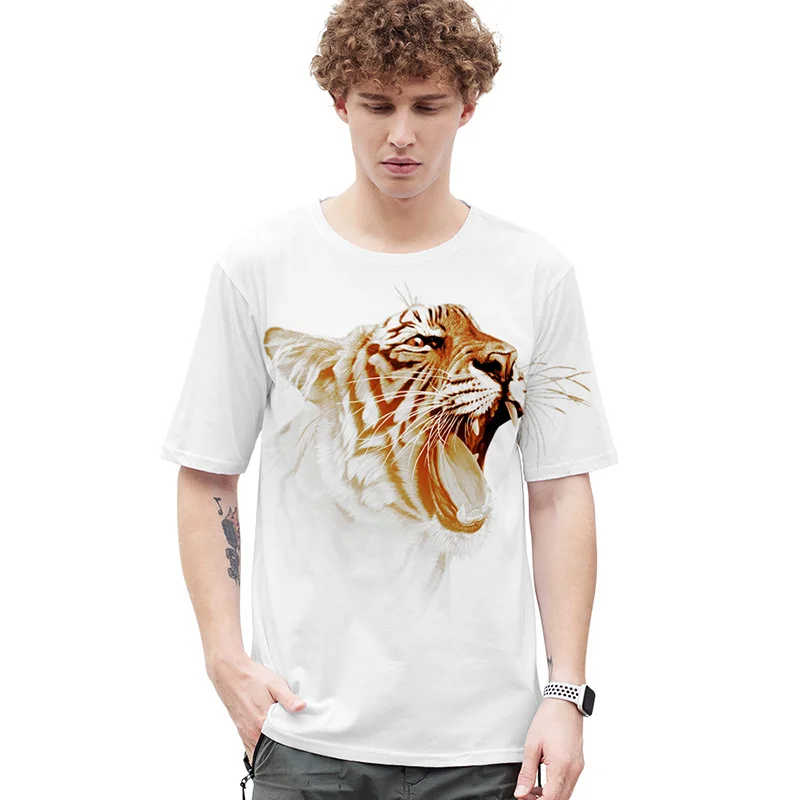 Футболка мужская повседневная с коротким рукавом и 3D-принтом животного | Мужская