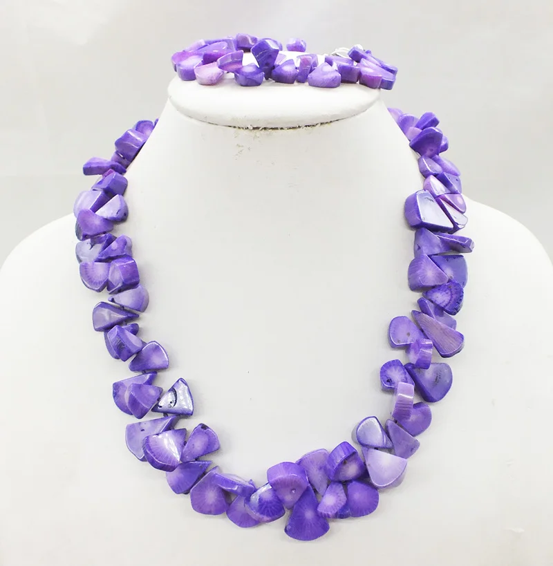 

sweet. Exquisite Purple coral necklace Bracelets 18"