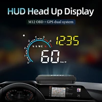 wyobd m12 obd hud car gps digital speedometer projector auto fuel consumption head up display projection fits all cars