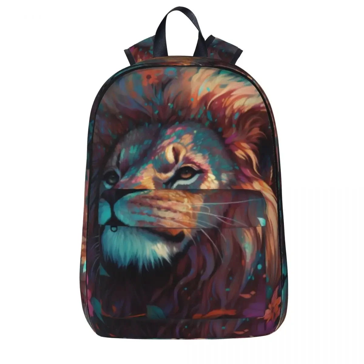 

Lion Backpack Colorful Painting Neon Style Backpacks Men Camping Print High School Bags High Quality Rucksack
