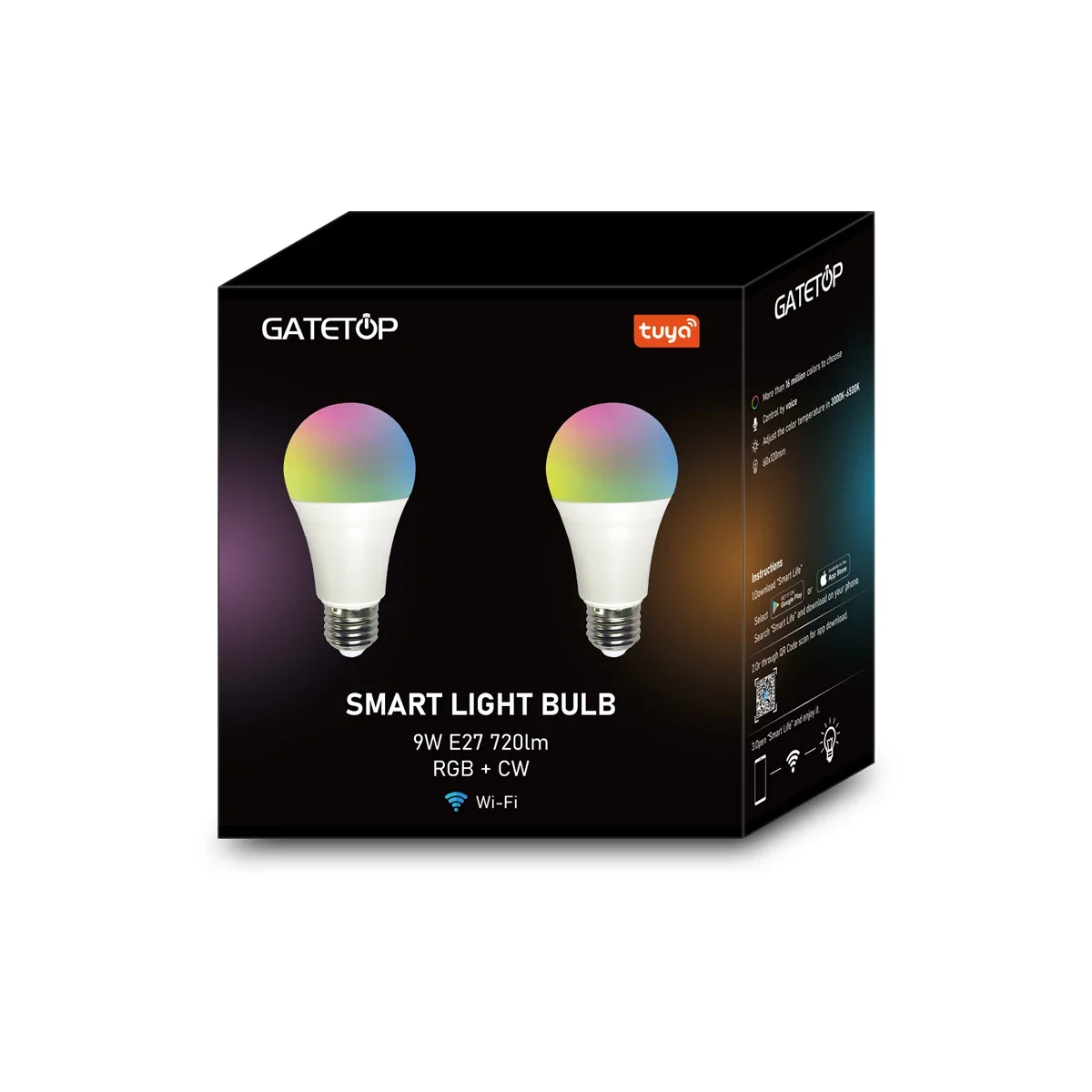 2 шт. умная лампа с голосовым управлением 9 Вт RGB регулируемой яркостью E27 B22 Wi-Fi