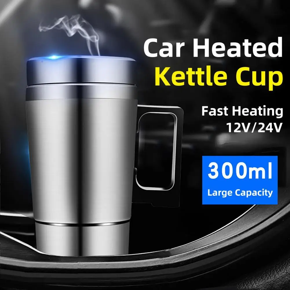 

Car Electric Kettle Detachable Fast Heating 12/24V 300ml Stainless Steel Electric Car Heated Kettle Cup for Water Tea Coffee Mil