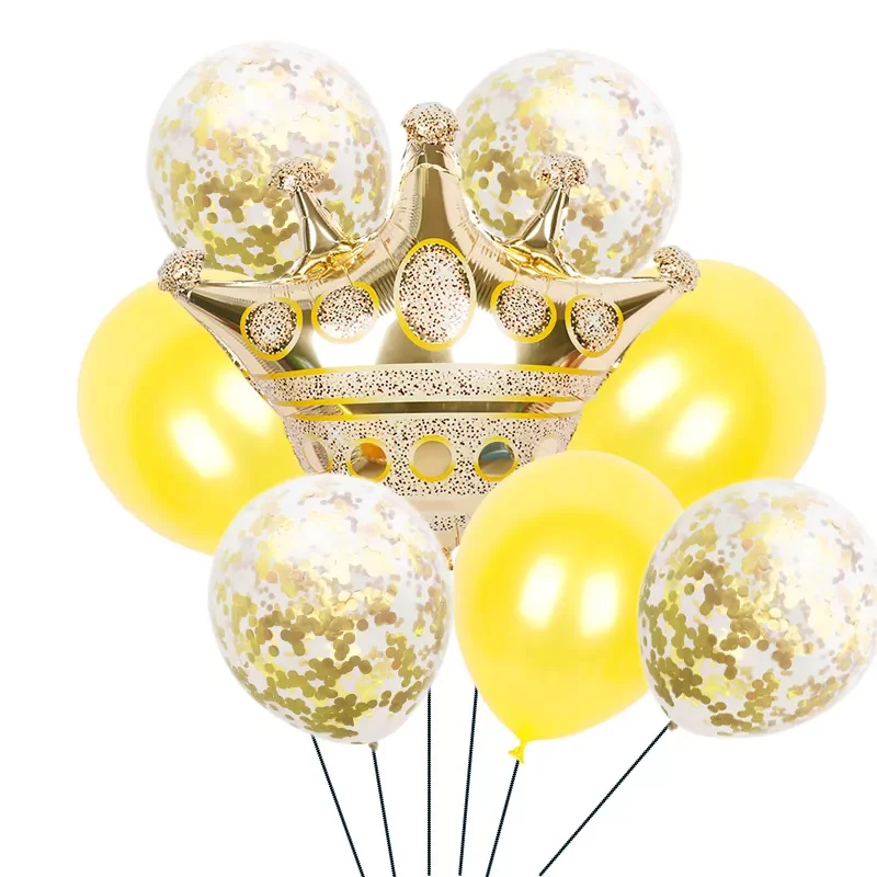 

1set Middle Rose Gold Pink Blue Princess Crown Foil Latex Balloons Happy Birthday Wedding Party Baby Shower Decorations