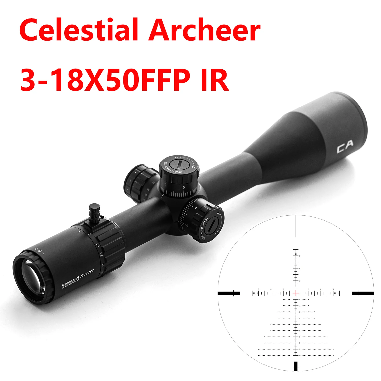 

Tactical Optics 3-18x50 FFP IR Long Eye Relief Riflescope Hunting Red Green Illuminated 30mm Rifle Scope 1/10 MIL Turret Lock