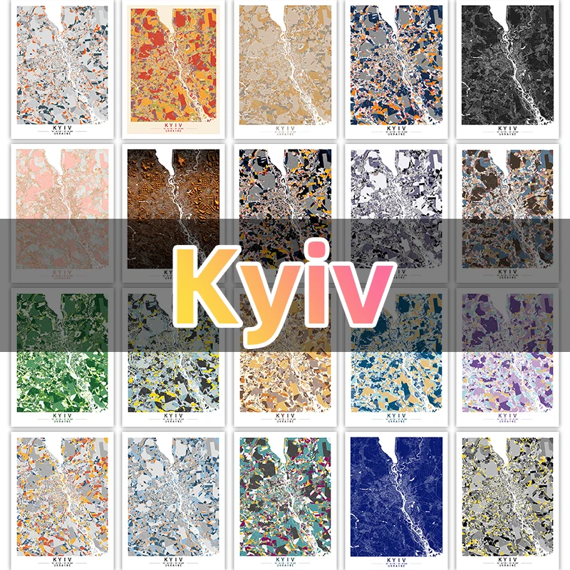 

Ukraine Kyiv Colour Map Painting Canvas Painting Wall Art Pictures Home Decor Canvas Painting Can be custom