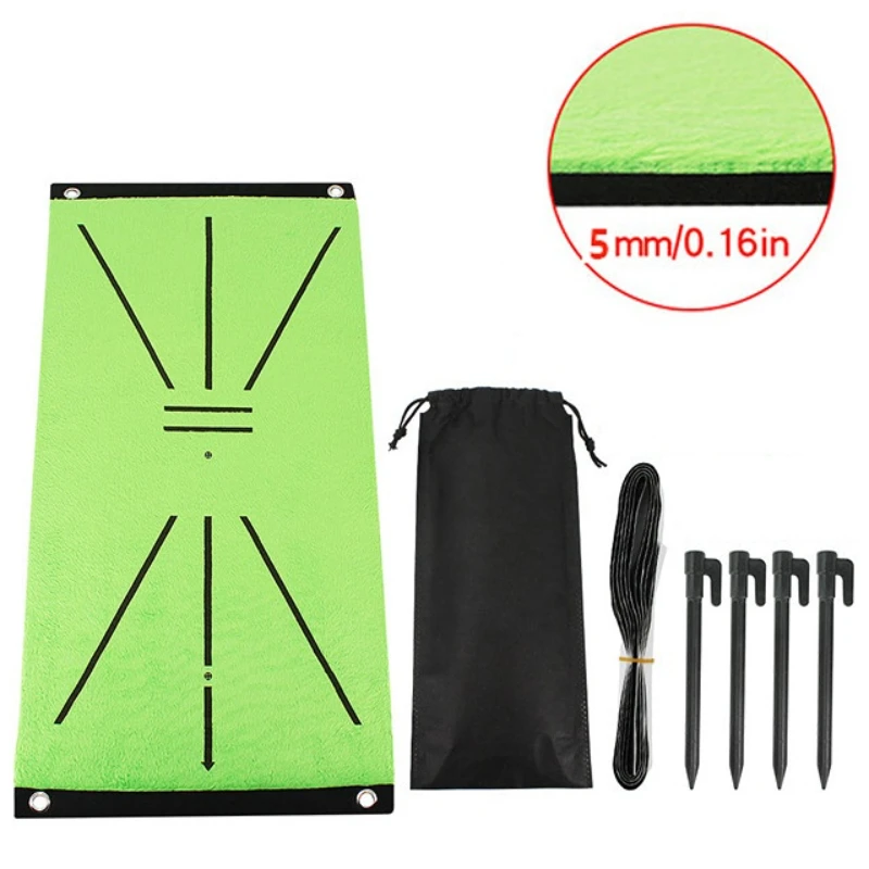 

Golf Swing Mat Hitting Batting Direction Mark Trace Indoor Home 11.8“ X 23.6" Golf Swing Training Pad W 3 Pcs Practice Ball