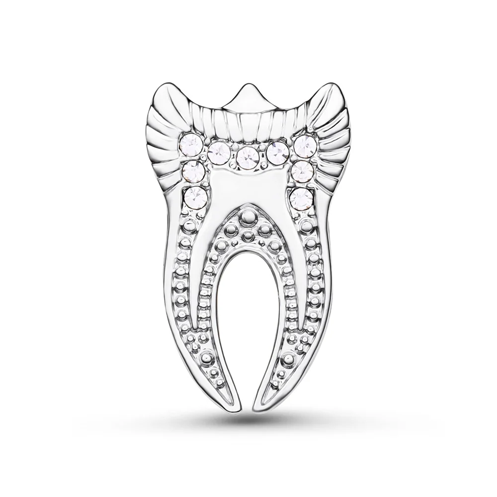 

Harong Luxury New Tooth Brooch Silver Plated Beautifully Enamel Teeth Zircon Pin Lapel Badge for Dental Doctor Nurse Friend Gift
