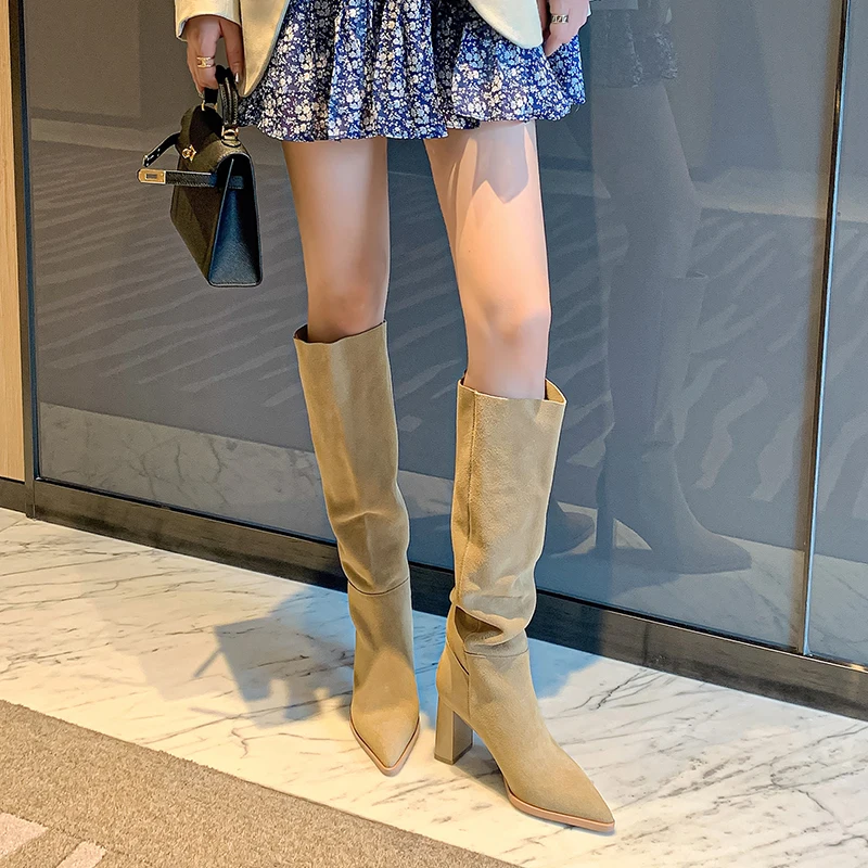 

New Autumn Shoes For Women Euro-American Of Pleated Riding Boots Fashion High Knee Boots Women Boots 2022