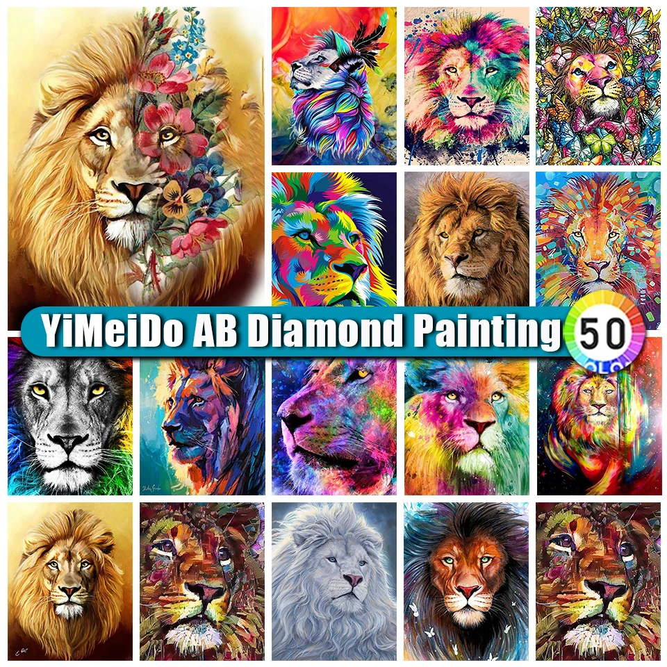 

YIMEIDO DIY AB Diamond Painting Kit Animal Home Decor Full Square&Round Embroidery 5D Diamond Mosaic Lion Cross Stitch Art
