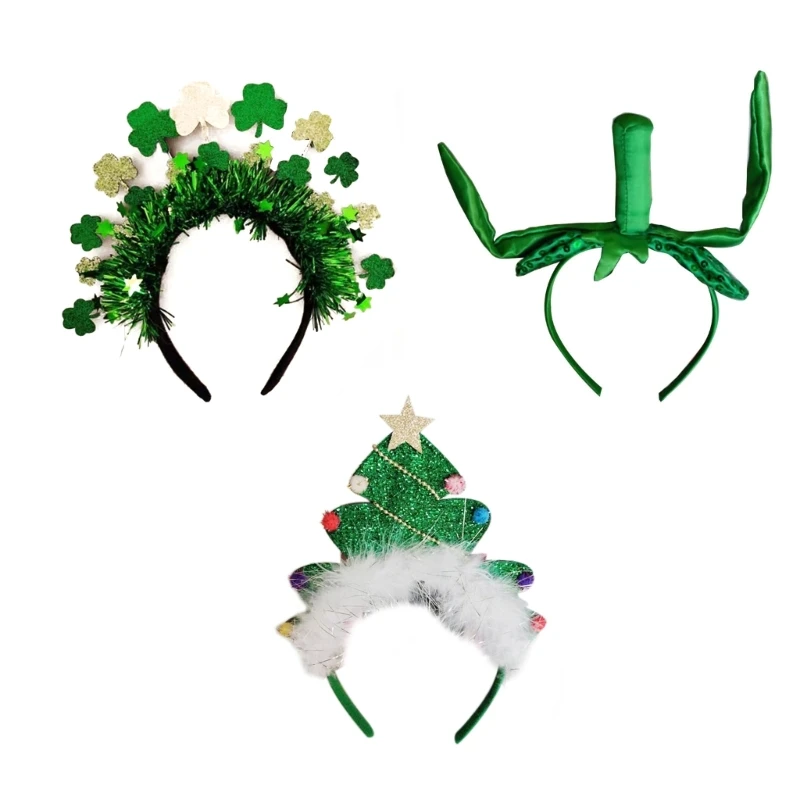 

Женская повязка на голову для вечеринки, Ирландская зеленая повязка на голову с блестками, повязка на голову на День Святого Патрика T8NB
