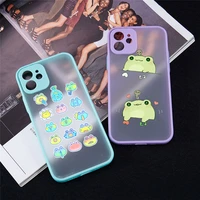 mint green funny cute cartoon frog phone case for iphone 12 11 13 pro 12 mini xs max 8 7 6 plus x se 2022 xr matte hard pc cover