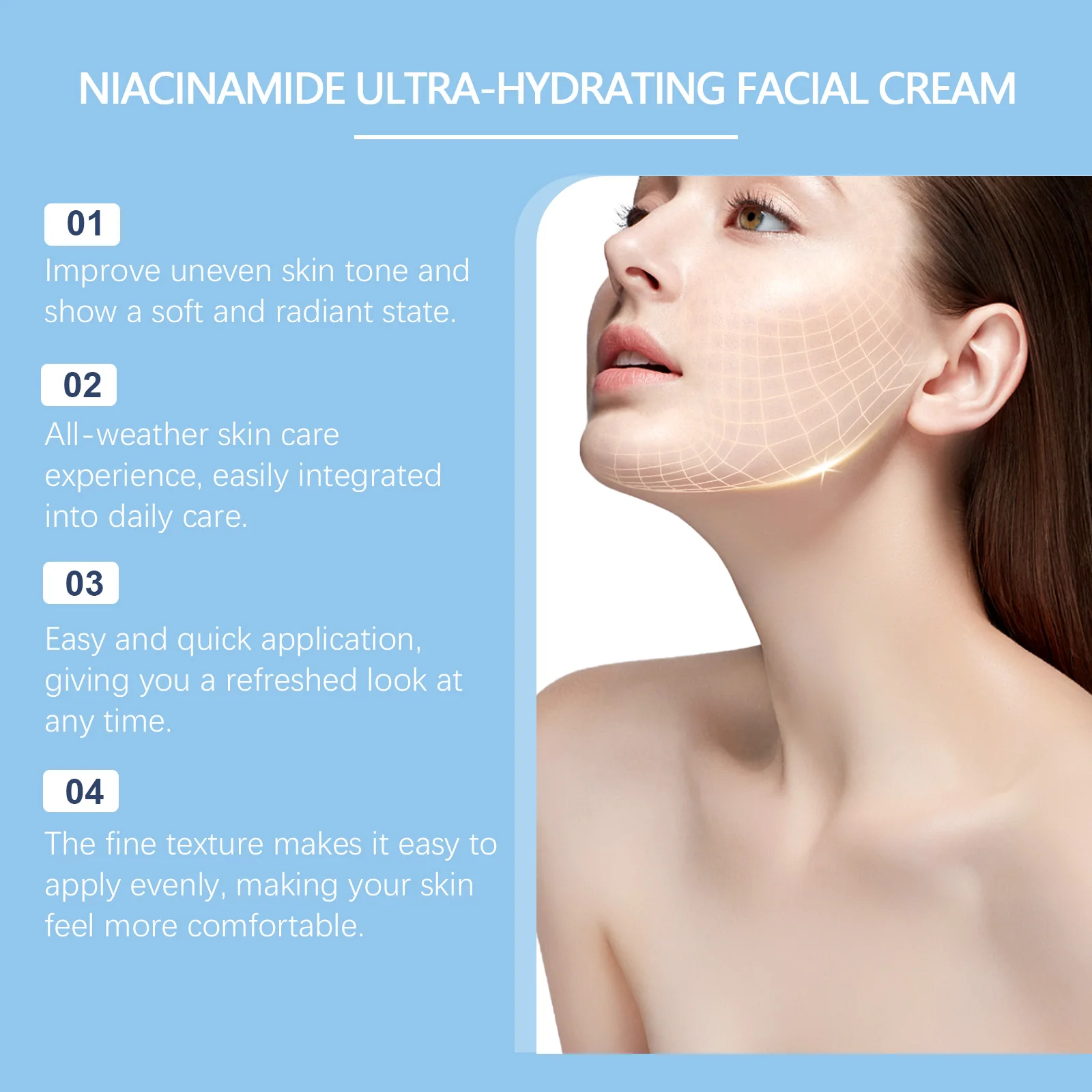 Никотинамидный крем для лица отбеливающий улучшающий тусклость гиалуроновая