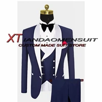 suit for men wedding tuxedo 3 piece formal blazer pants vest shawl collar groomsman jacket set costume homme